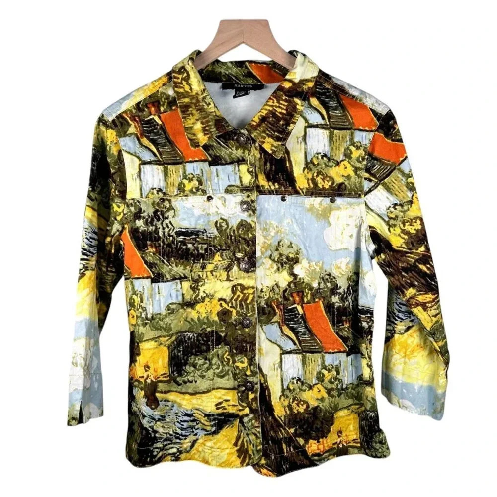 2/$30 KAKTUS Jacket Van Gogh Wearable Art L Old Farmhouse